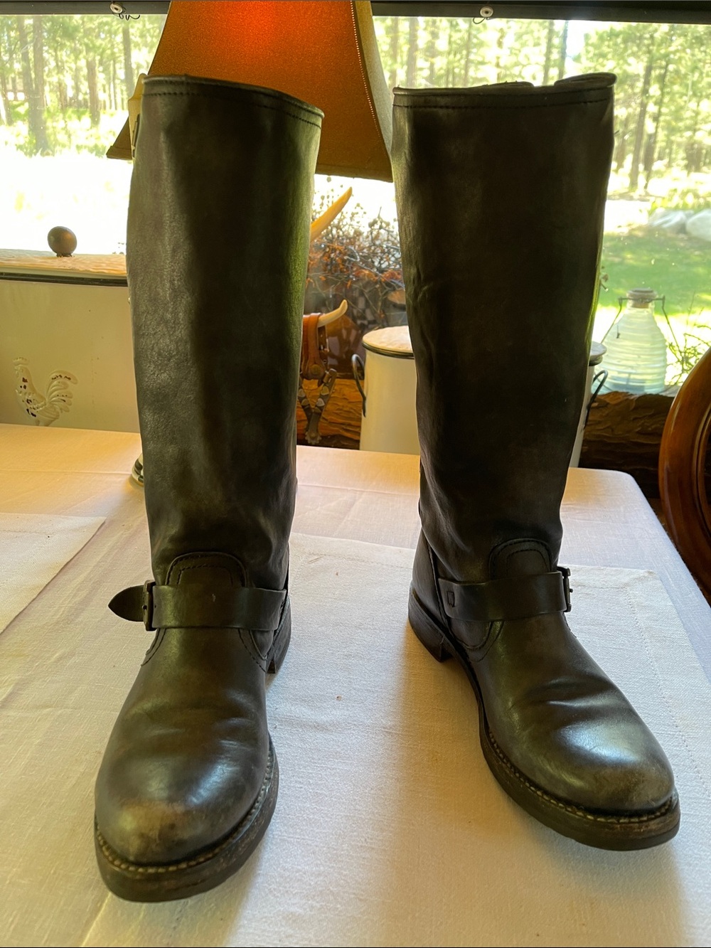 FRYE Veronica slouch leather moto tall boots